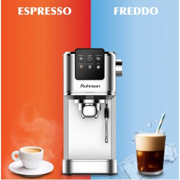 Rohnson R-98016 Αυτόματη Μηχανή Espresso 1350W Πίεσης 20bar για Cappuccino Ασημί